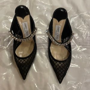 Jimmy Choo black glitter heels